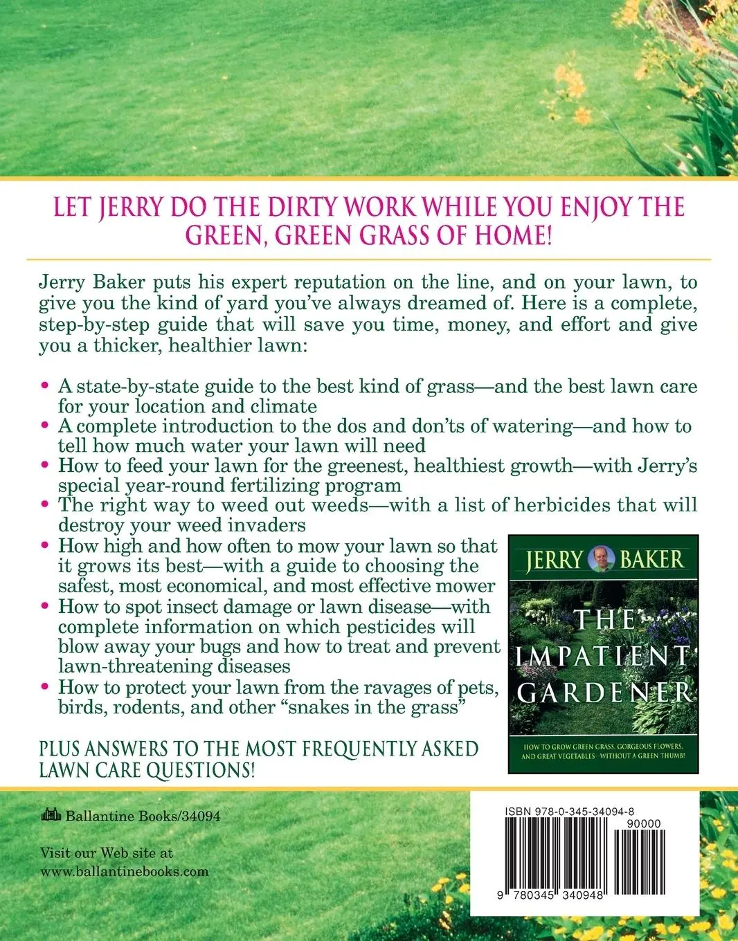 Rückseite: 9780345340948 | The Impatient Gardener's Lawn Book | Jerry Baker | Taschenbuch | 1987