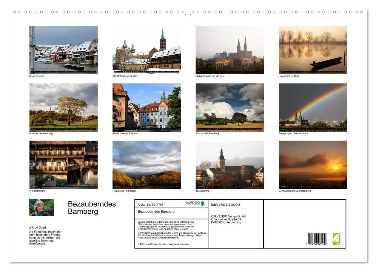 Bild: 9783516000948 | Bezauberndes Bamberg (Wandkalender 2026 DIN A2 quer), CALVENDO...