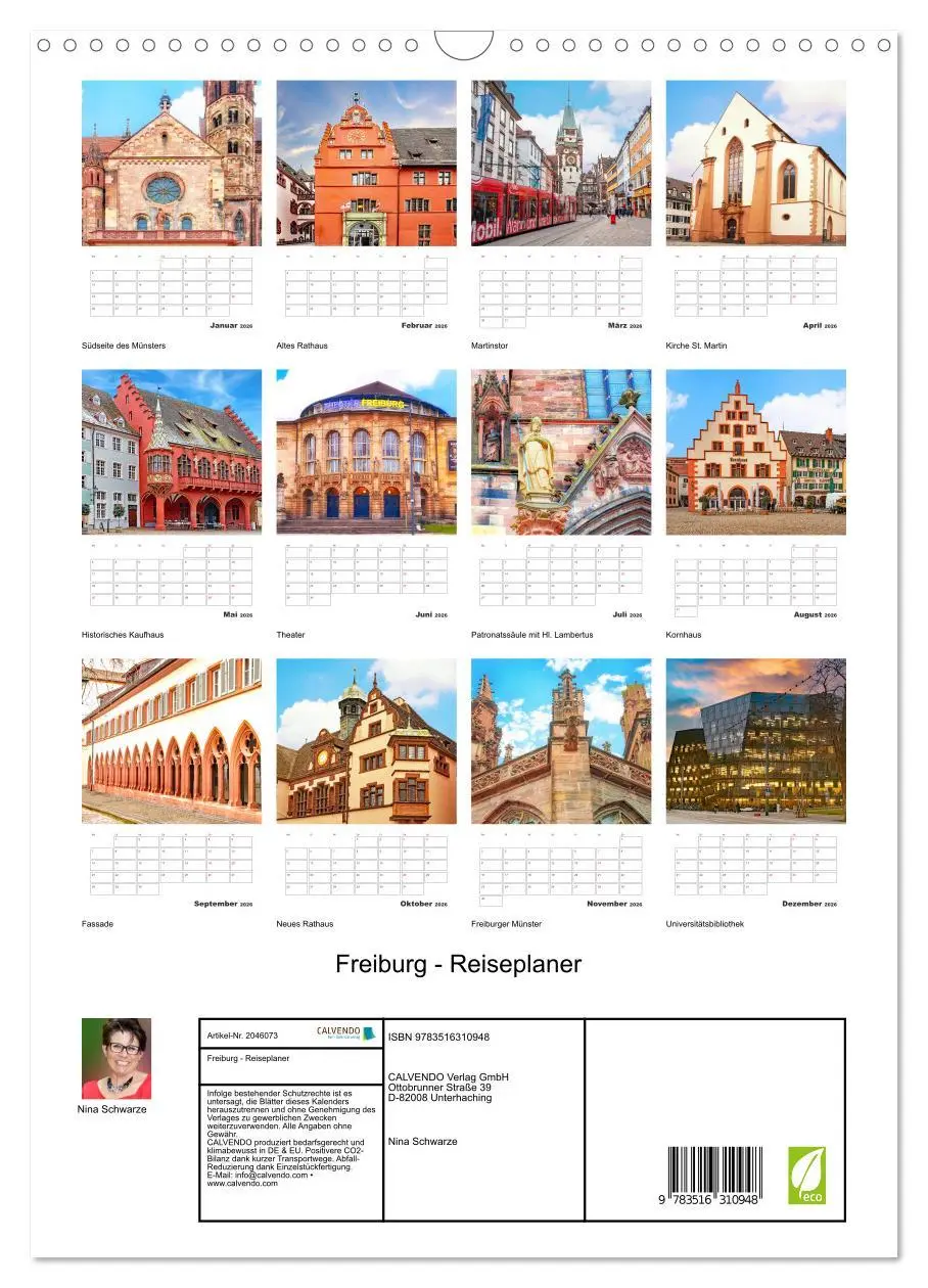 Bild: 9783516310948 | Freiburg - Reiseplaner (Wandkalender 2026 DIN A3 hoch), CALVENDO...
