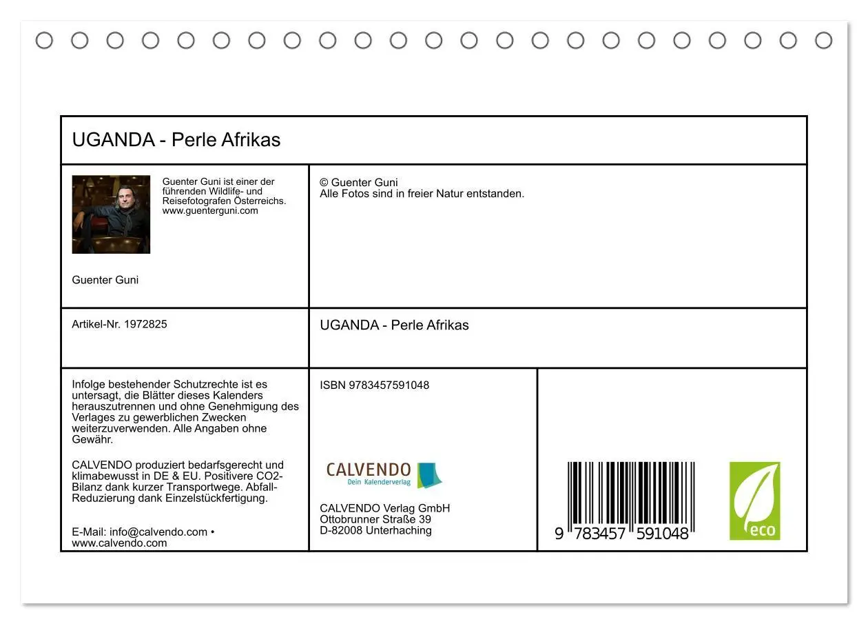 Bild: 9783457591048 | UGANDA - Perle Afrikas (Tischkalender 2026 DIN A5 quer), CALVENDO...