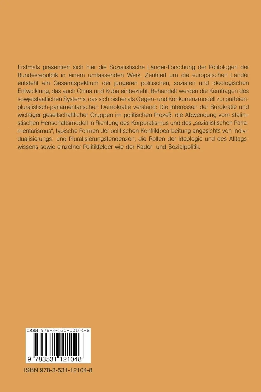 Rückseite: 9783531121048 | Politik und Gesellschaft in sozialistischen Ländern | Ralf Rytlewski