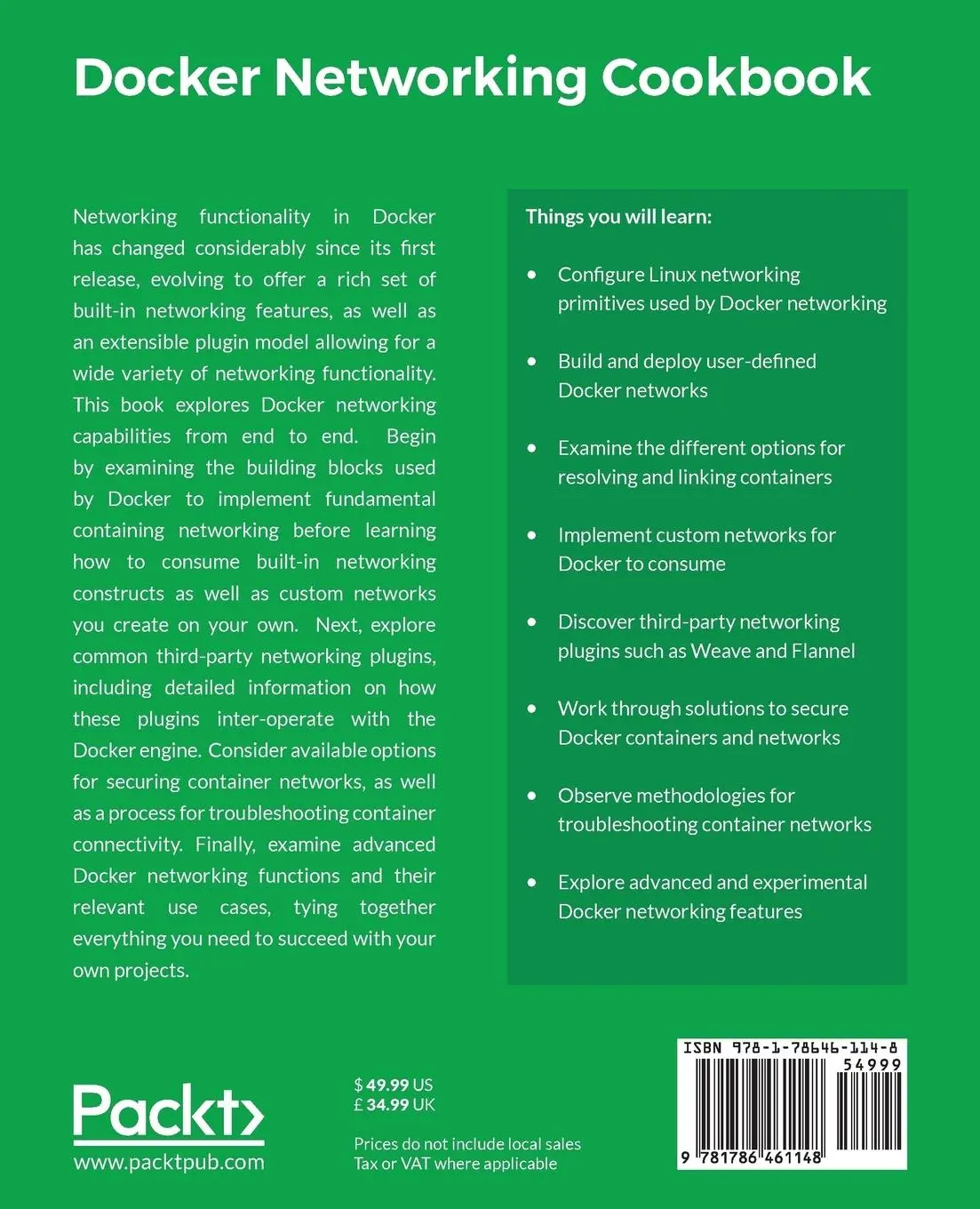 Rückseite: 9781786461148 | Docker Networking Cookbook | Jon Langemak | Taschenbuch | Englisch