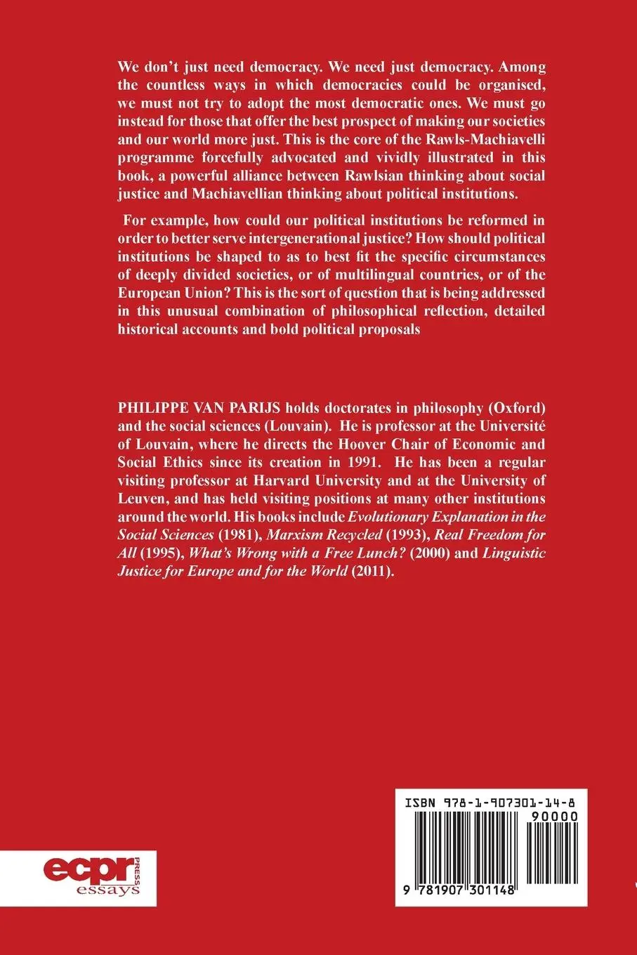 Rückseite: 9781907301148 | Just Democracy | The Rawls-Machiavelli Programme | Philippe Van Parijs