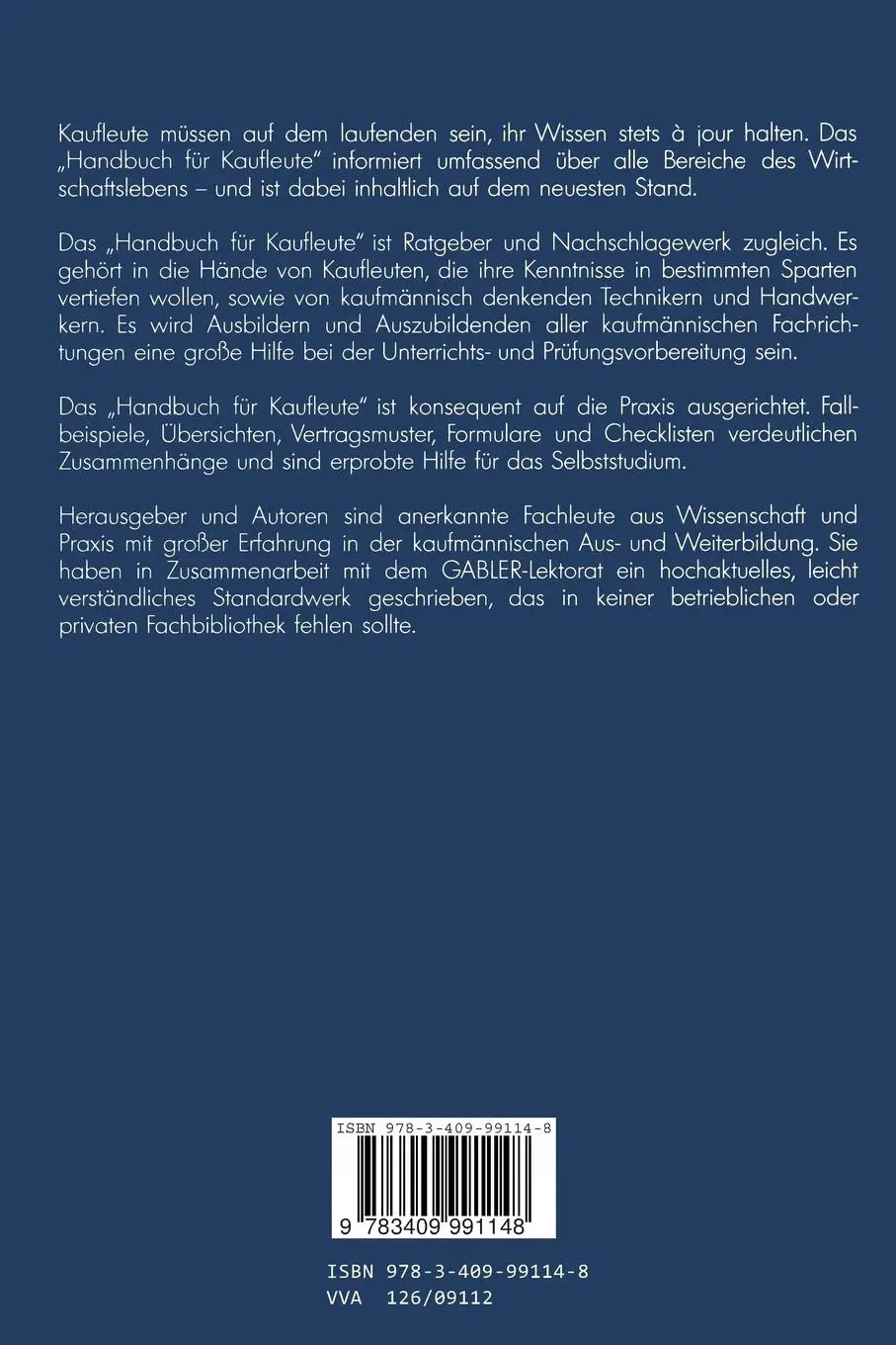 Rückseite: 9783409991148 | Handbuch für Kaufleute | Lutz Irgel | Taschenbuch | Deutsch | 1991