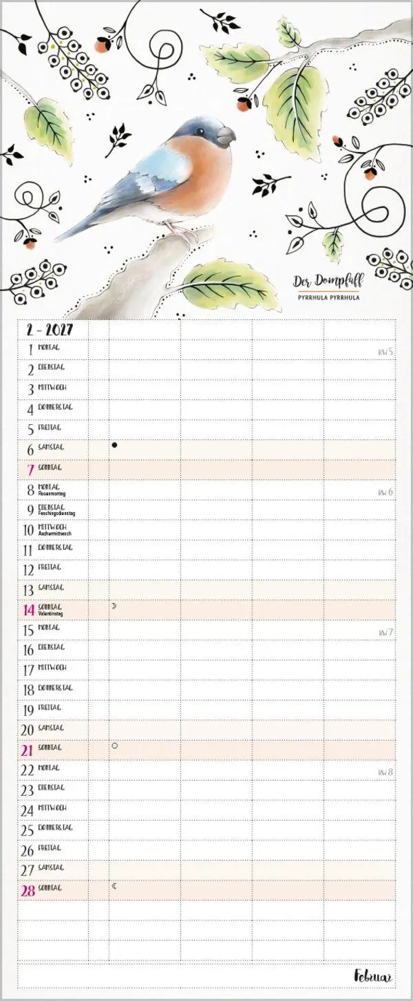 Bild: 9783819301148 | Familienplaner Pretty Birds 2027 | Verlag Korsch | Kalender | 14 S.
