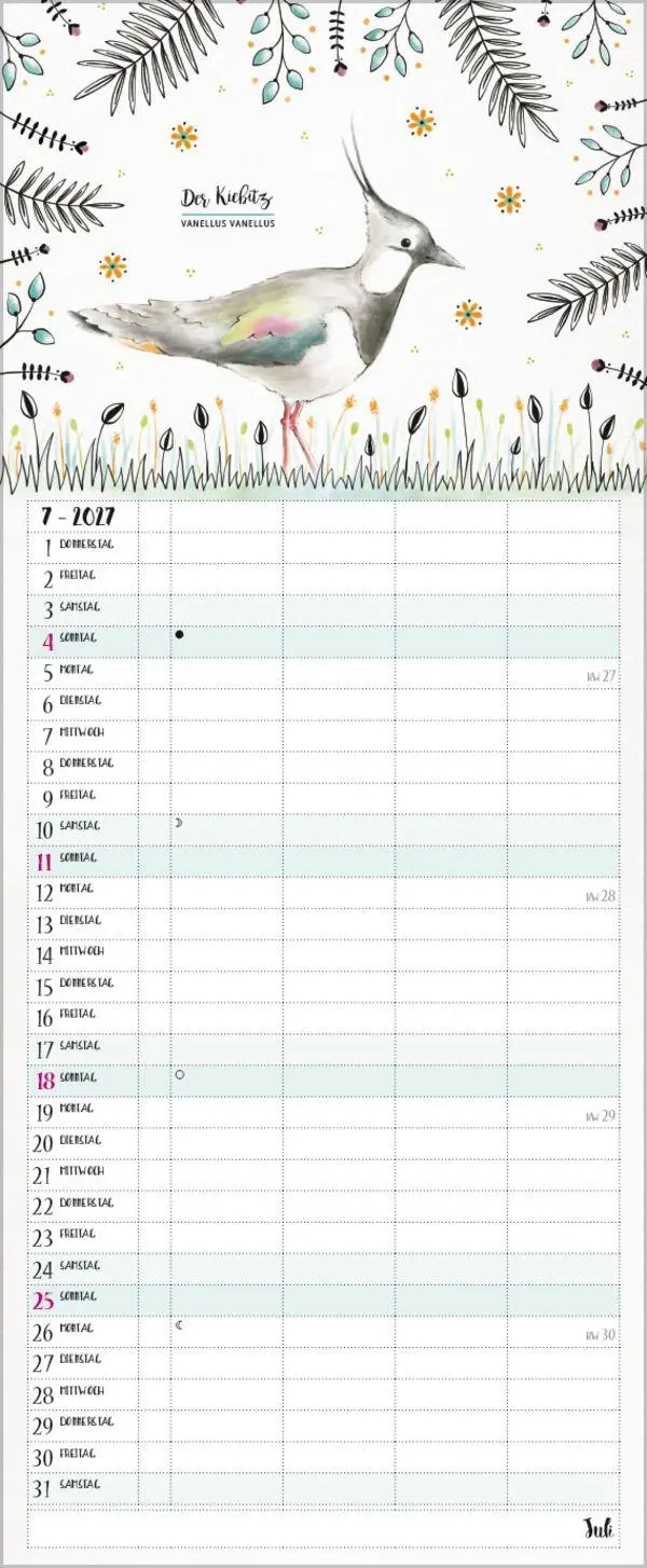 Bild: 9783819301148 | Familienplaner Pretty Birds 2027 | Verlag Korsch | Kalender | 14 S.