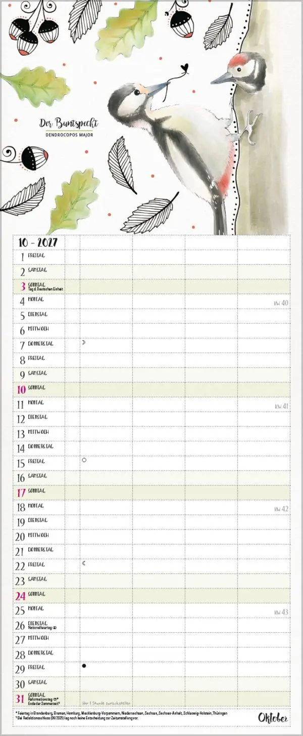 Bild: 9783819301148 | Familienplaner Pretty Birds 2027 | Verlag Korsch | Kalender | 14 S.