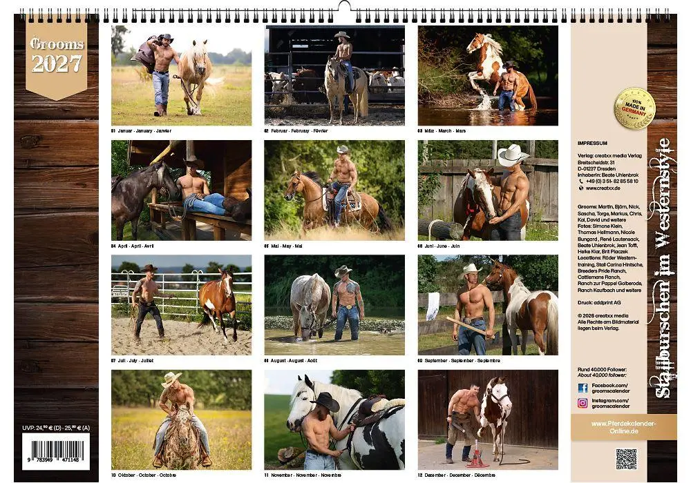Rückseite: 9783949471148 | Grooms 2027 | Erotische Fotos von Stallburschen im Westernreitstall