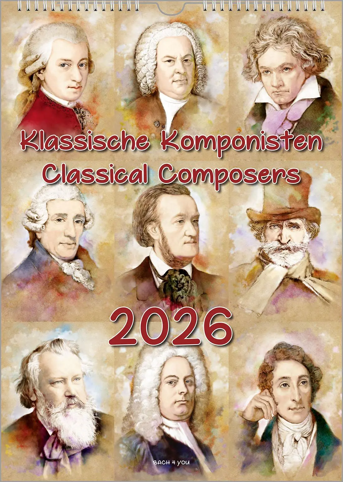 Cover: 9783969031148 | Komponisten-Kalender, ein Musik-Kalender 2026, DIN A4 | Peter Bach Jr.