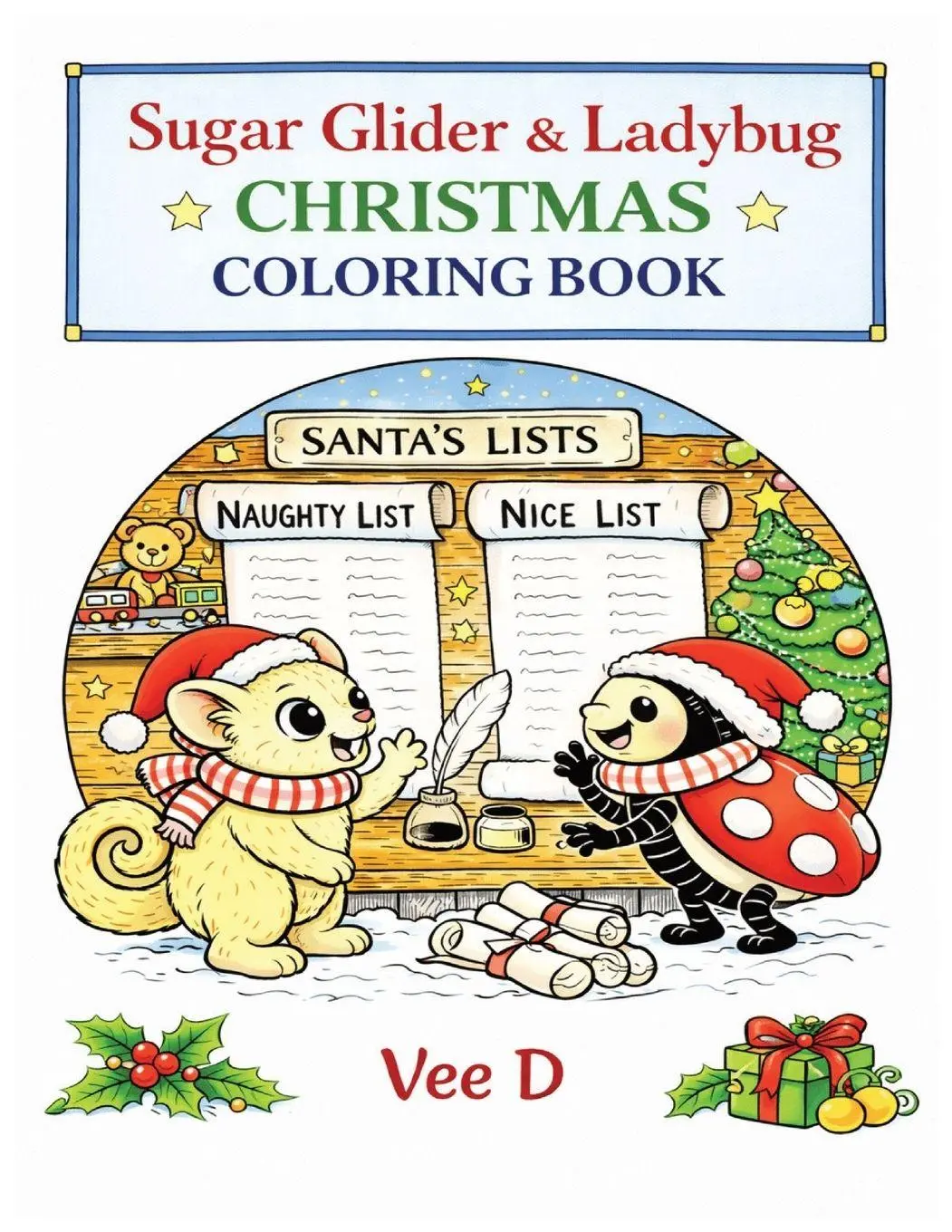 Cover: 9798349231148 | Sugar Glider &amp; Ladybug | Christmas Coloring Book | Vee D | Taschenbuch