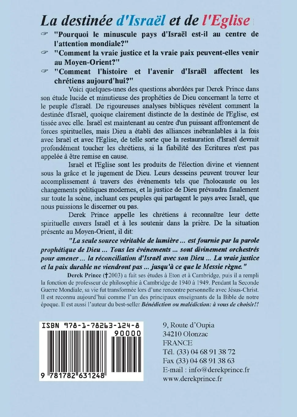 Rückseite: 9781782631248 | The Destiny of Israel and the Church - FRENCH | Derek Prince | Buch