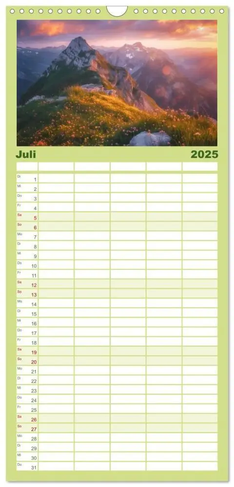 Bild: 9783457191248 | Familienplaner 2025 - Im Reich der Berge mit 5 Spalten...