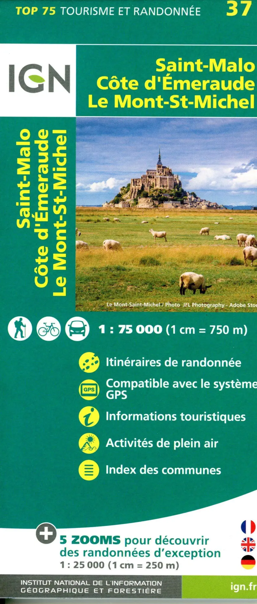 Cover: 9782758551348 | Saint Malo Côte d'Emeraude Mont St. Michel 1:75 000 | 1:75000 | 2022