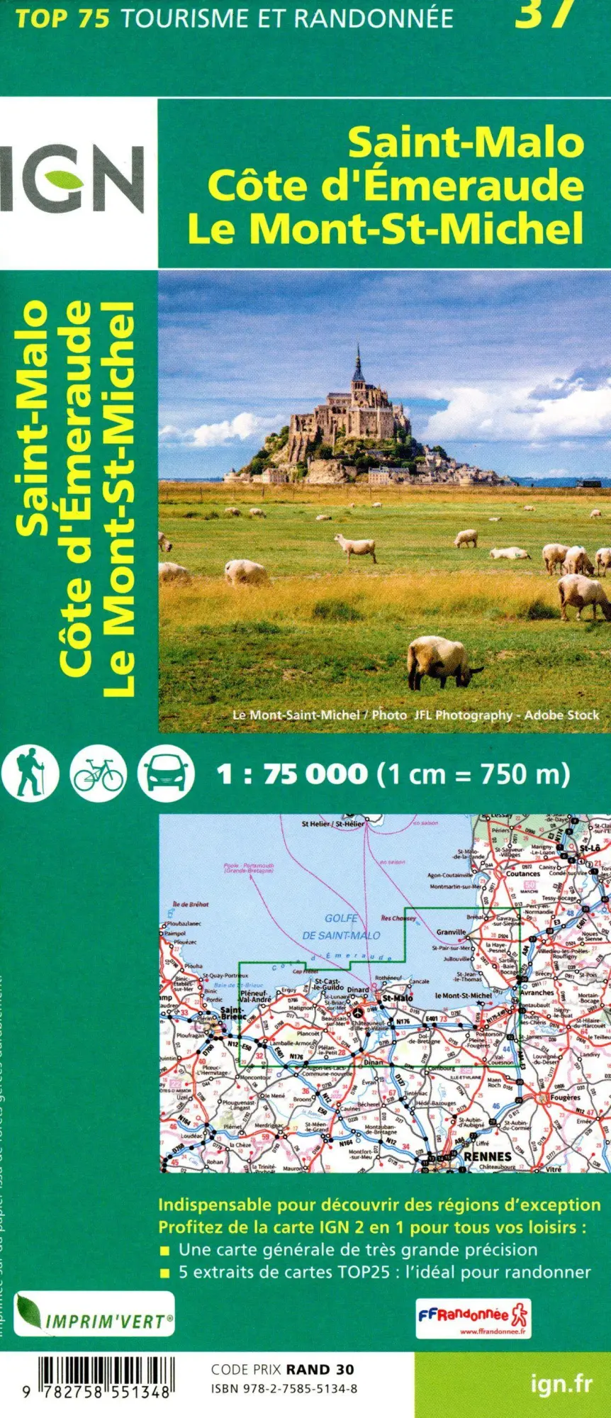 Bild: 9782758551348 | Saint Malo Côte d'Emeraude Mont St. Michel 1:75 000 | 1:75000 | 2022