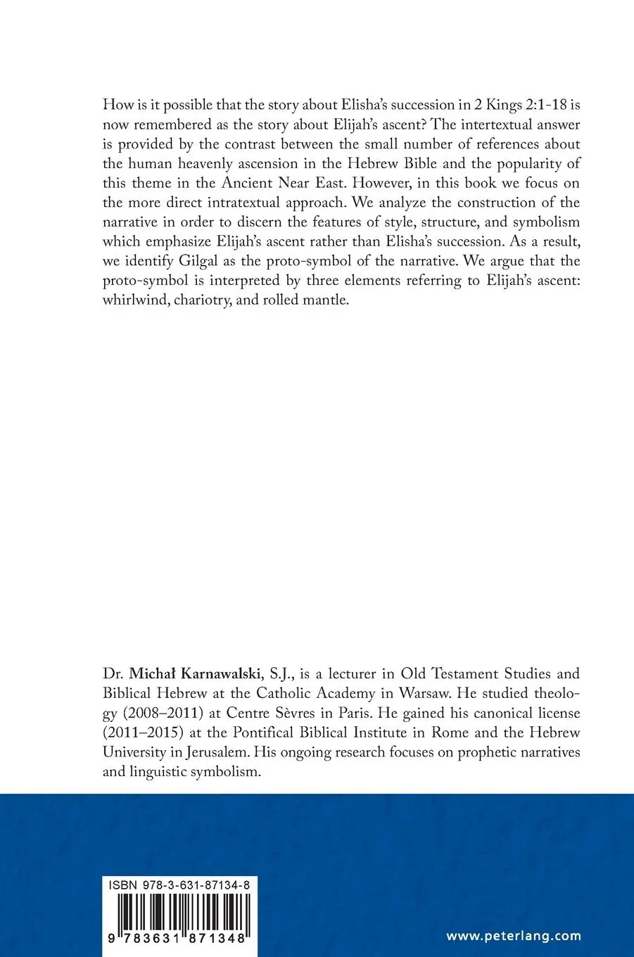 Rückseite: 9783631871348 | Heaven for Elijah? | Micha¿ Karnawalski | Buch | Englisch | 2022