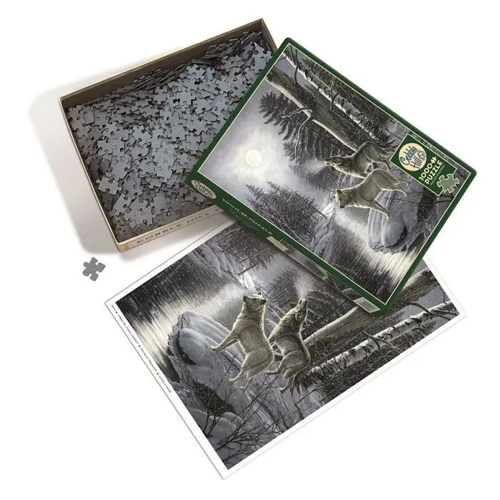 Bild: 625012401548 | COBBLE HILL PUZZLES - Wölfe im Mondschein 1000 Teile | Spiel | 3840154