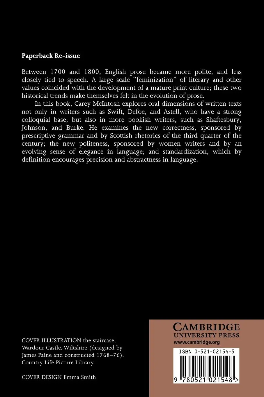 Rückseite: 9780521021548 | The Evolution of English Prose, 1700 1800 | Carey McIntosh | Buch