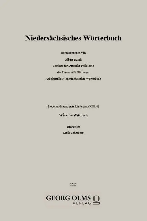 Cover: 9783487171548 | Niedersächsisches Wörterbuch | Siebenundneunzigste Lieferung (XIII, 4)