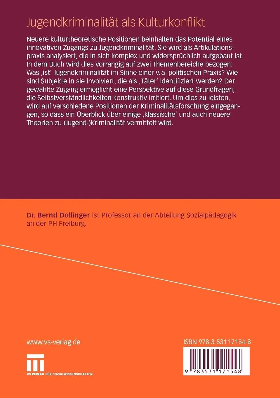 Rückseite: 9783531171548 | Jugendkriminalität als Kulturkonflikt | Bernd Dollinger | Taschenbuch