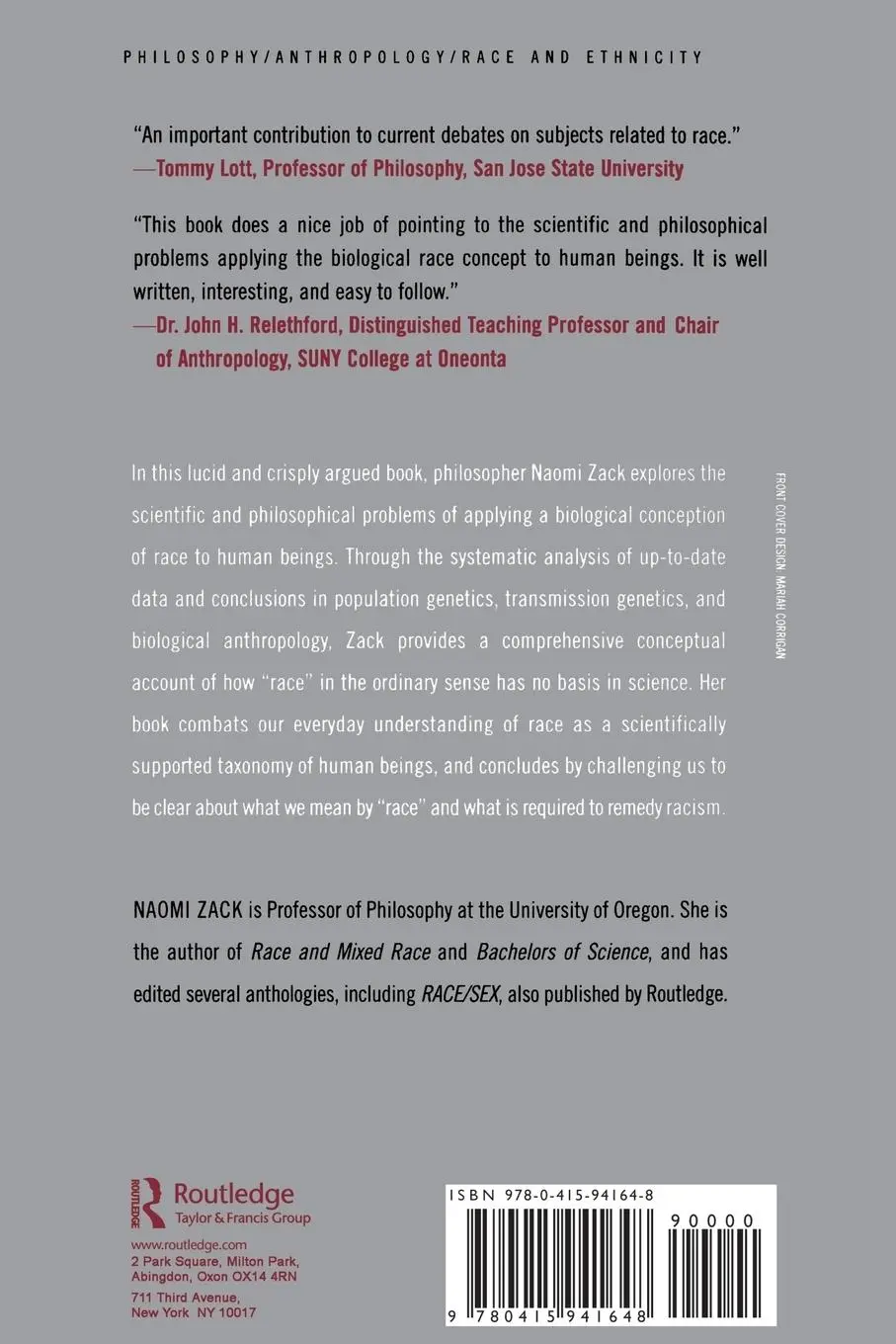 Rückseite: 9780415941648 | Philosophy of Science and Race | Naomi Zack | Taschenbuch | Englisch