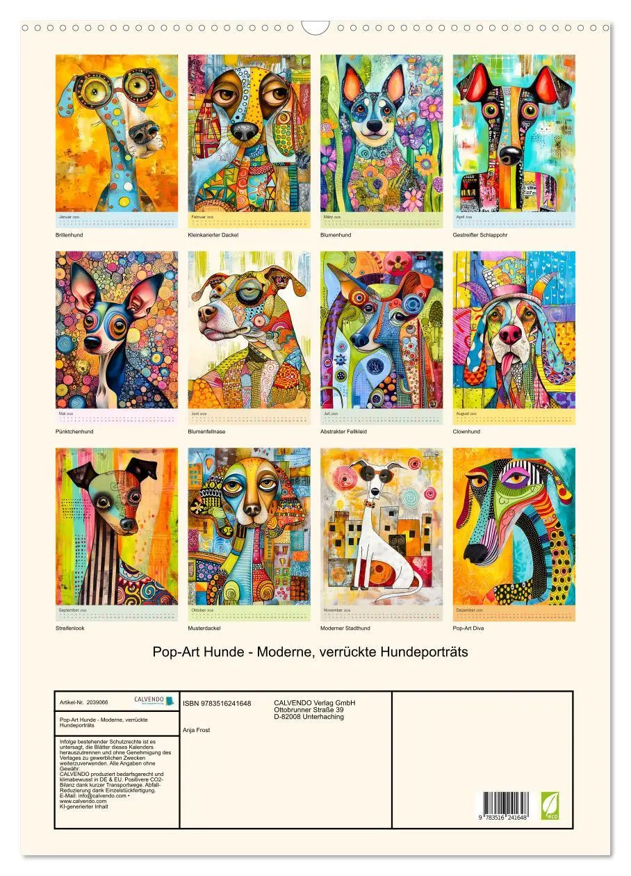Bild: 9783516241648 | Pop-Art Hunde - Moderne, verrückte Hundeporträts (Wandkalender 2026...