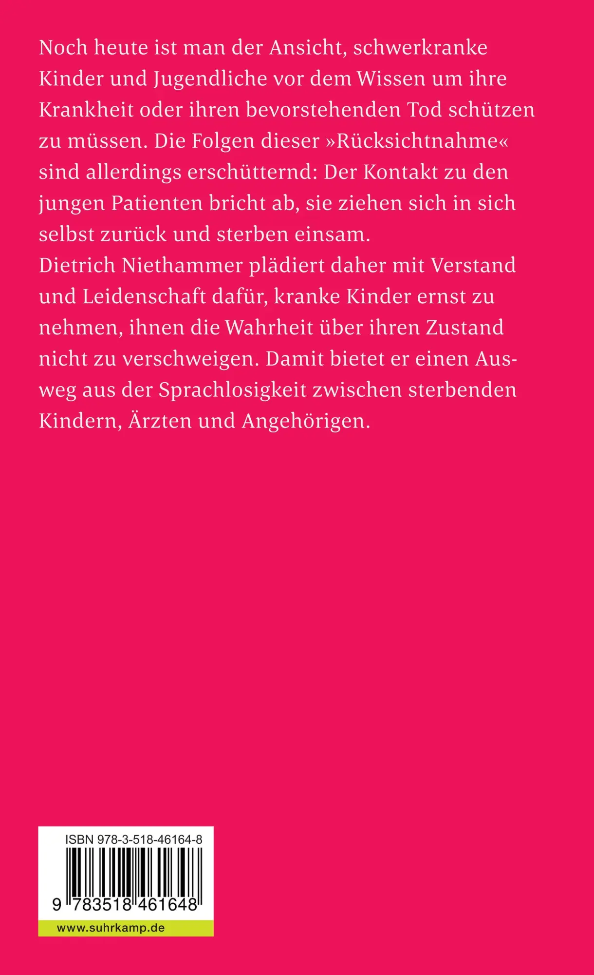 Rückseite: 9783518461648 | Wenn ein Kind schwer krank ist | Über den Umgang mit der Wahrheit