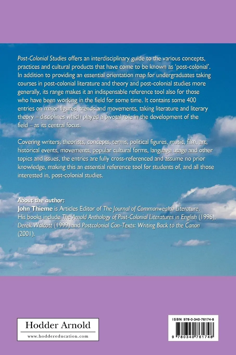 Rückseite: 9780340761748 | Post-Colonial Studies | The Essential Glossary | John Thieme | Buch