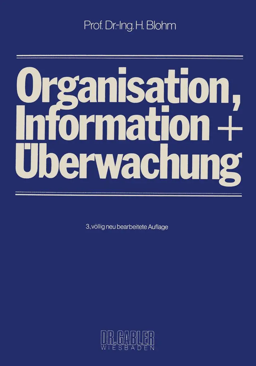 Cover: 9783409311748 | Organisation, Information und Überwachung | Hans Blohm | Taschenbuch