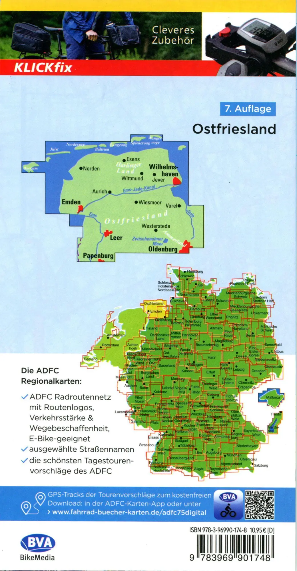 Bild: 9783969901748 | ADFC-Regionalkarte Ostfriesland, 1:75.000, mit...