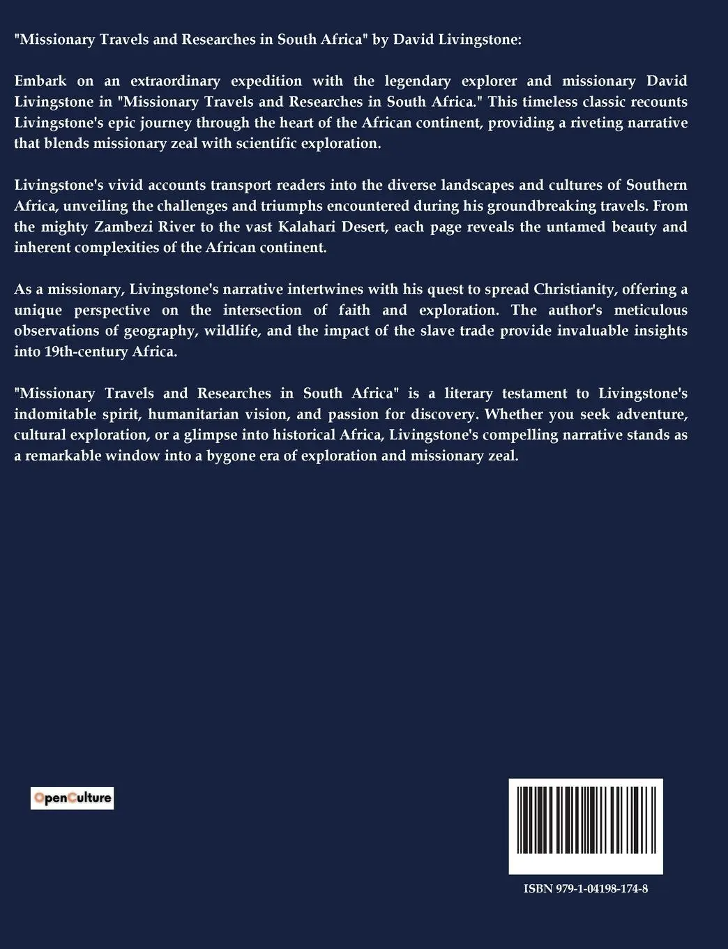 Rückseite: 9791041981748 | Missionary Travels and Researches in South Africa | David Livingstone