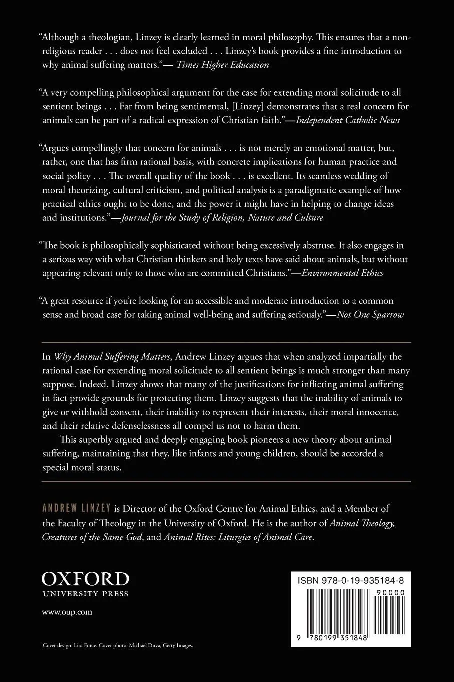 Rückseite: 9780199351848 | Why Animal Suffering Matters | Andrew Linzey | Taschenbuch | Englisch