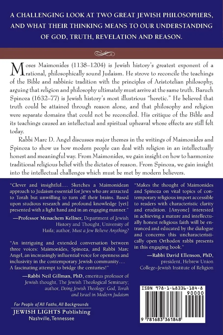 Rückseite: 9781683361848 | Maimonides, Spinoza and Us | Toward an Intellectually Vibrant Judaism