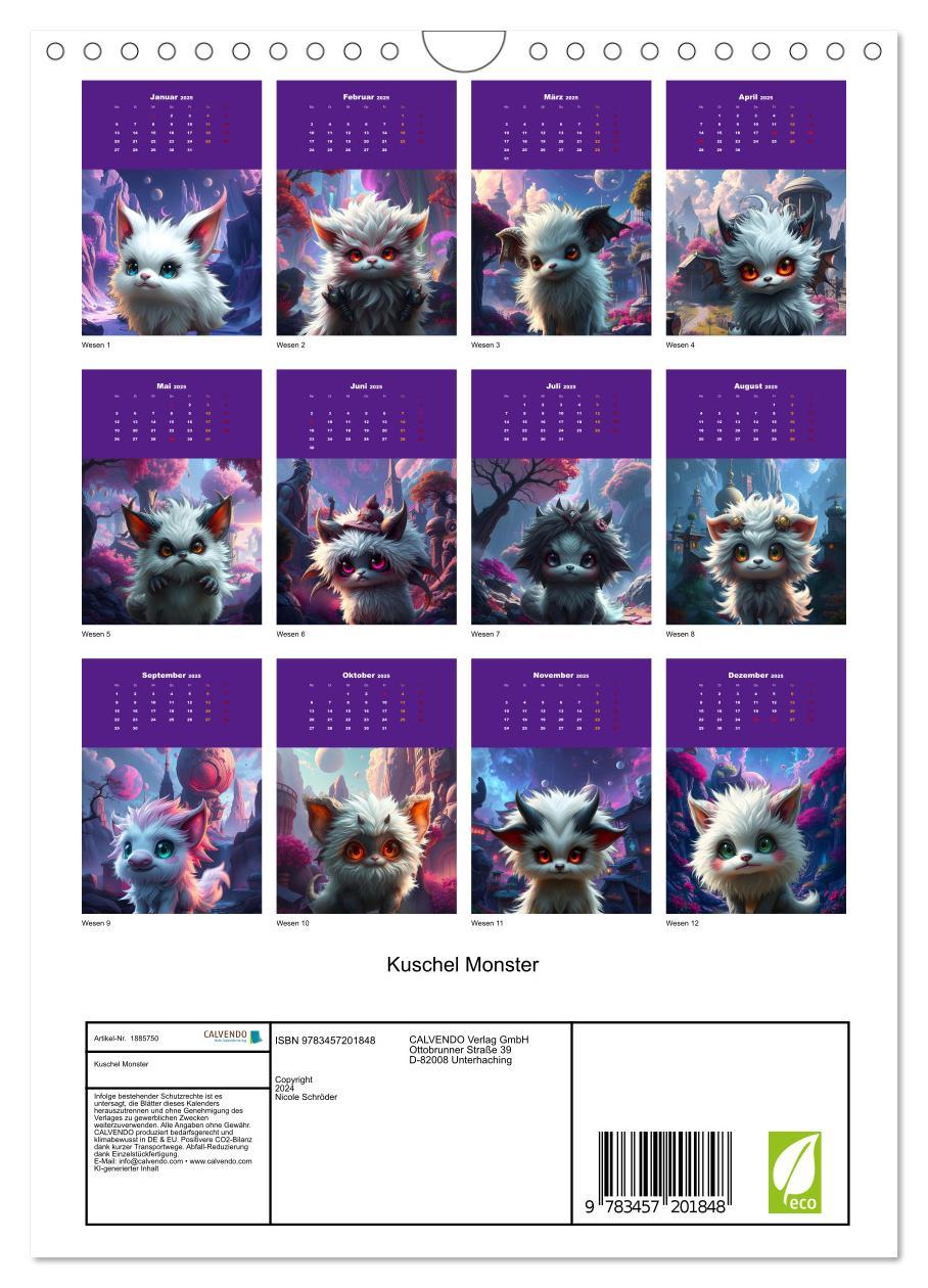 Bild: 9783457201848 | Kuschel Monster (Wandkalender 2025 DIN A4 hoch), CALVENDO...