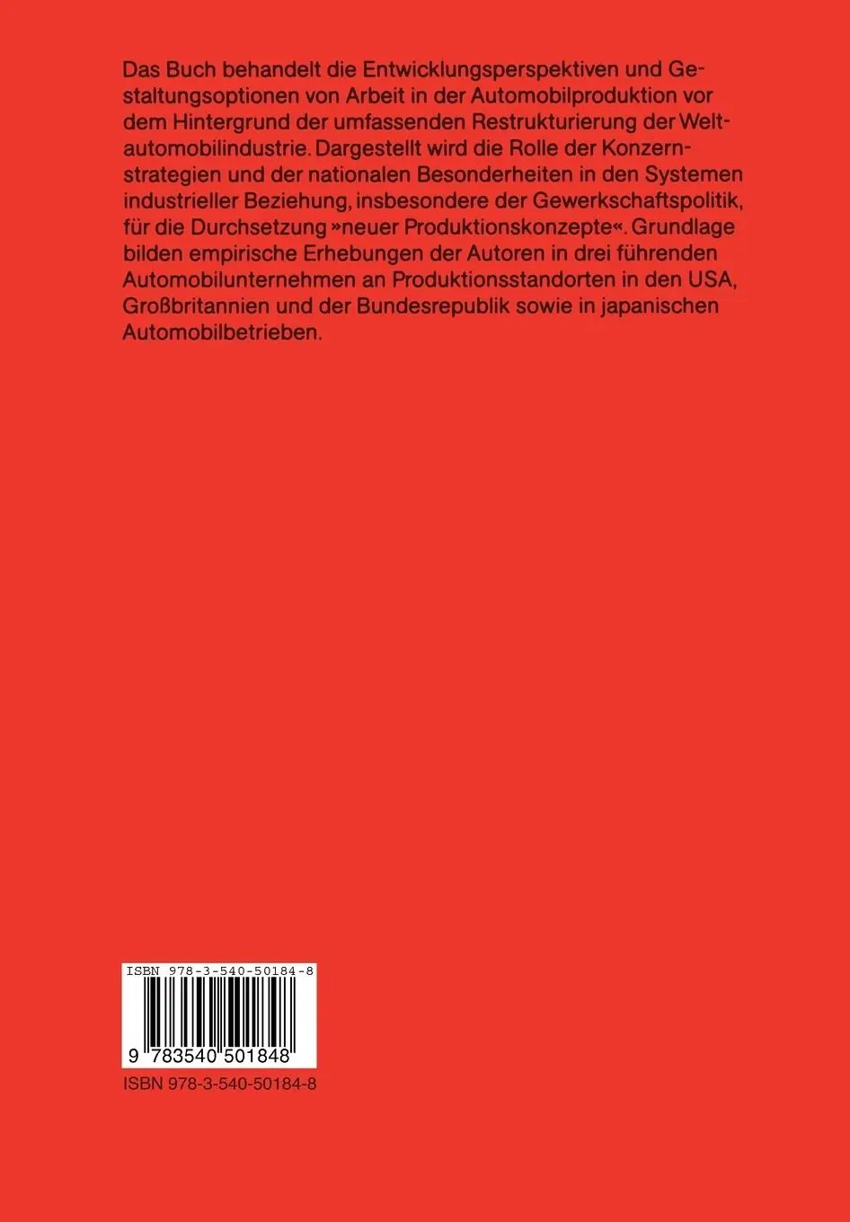 Rückseite: 9783540501848 | Moderne Zeiten in der Automobilfabrik | Ulrich Jürgens (u. a.) | Buch