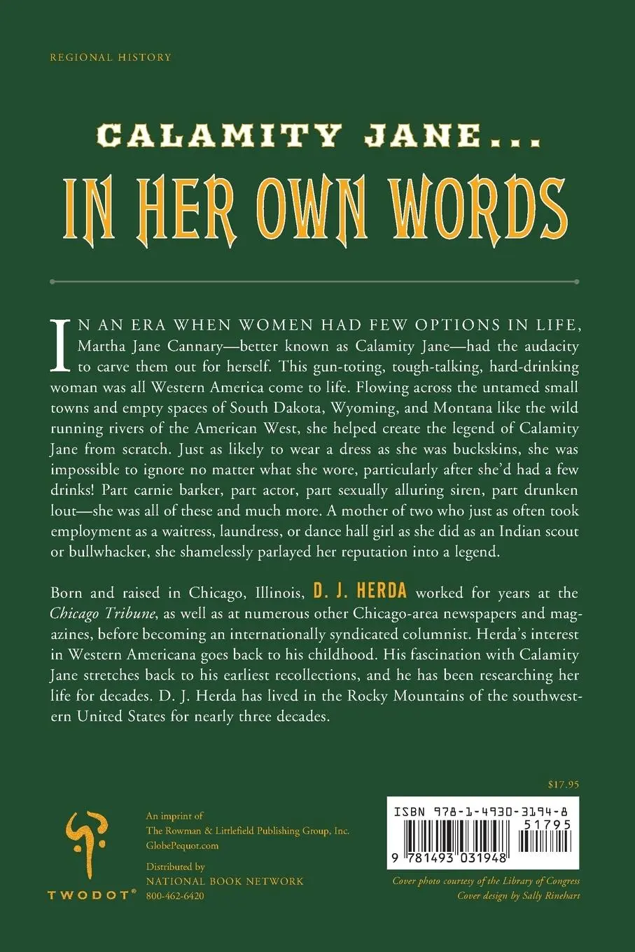 Rückseite: 9781493031948 | Calamity Jane | The Life and Legend of Martha Jane Cannary | Herda