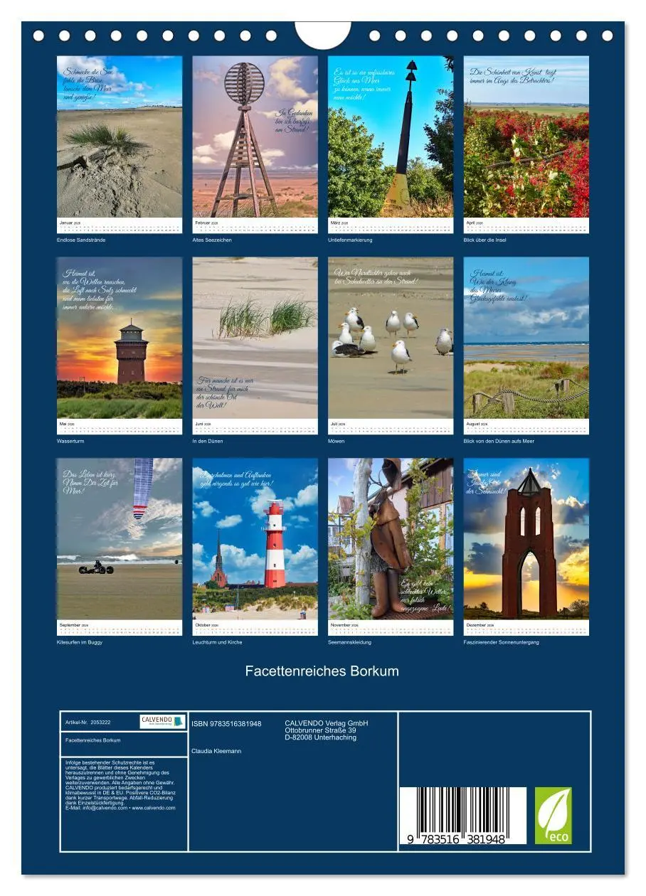 Bild: 9783516381948 | Facettenreiches Borkum (Wandkalender 2026 DIN A4 hoch), CALVENDO...