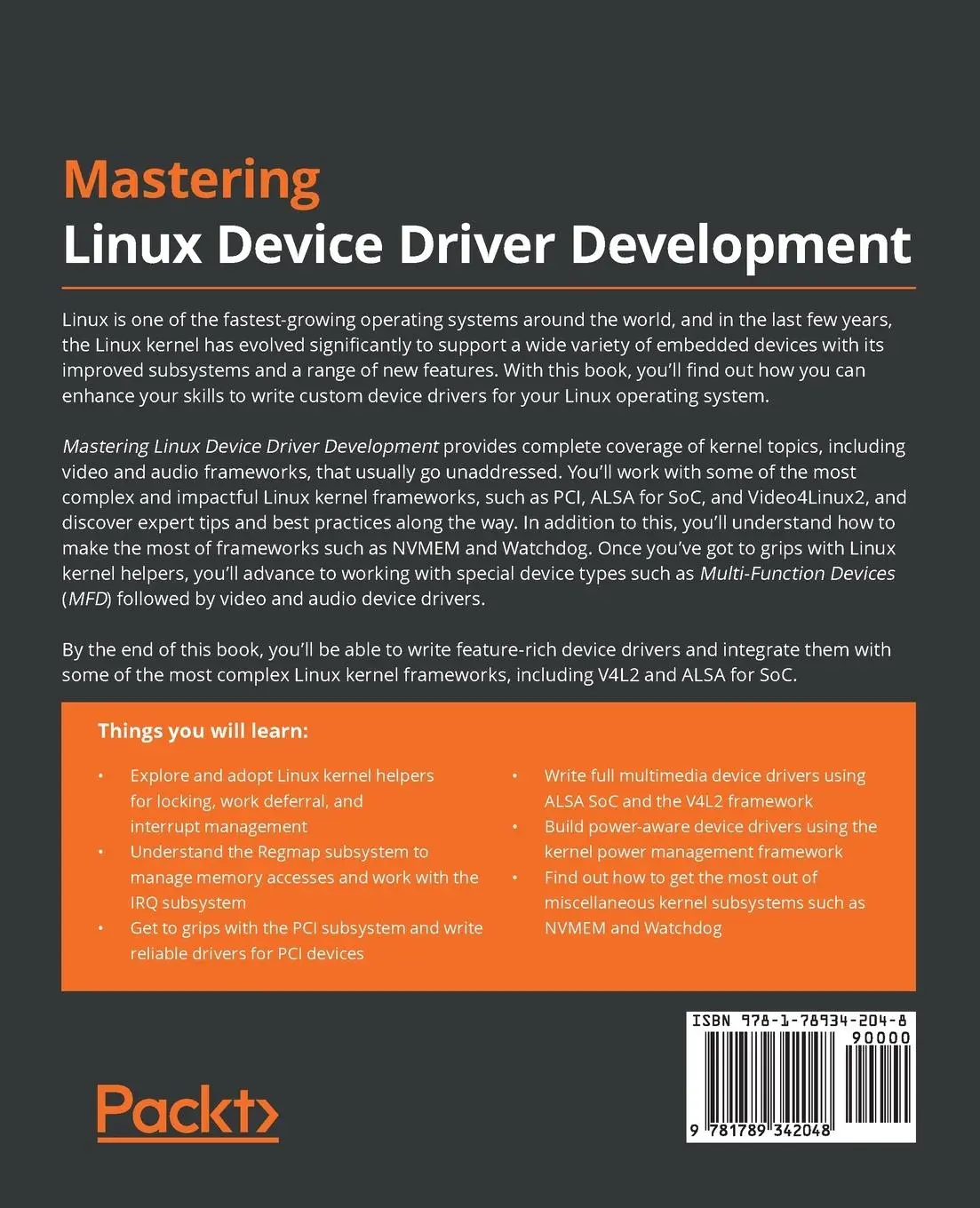 Rückseite: 9781789342048 | Mastering Linux Device Driver Development | John Madieu | Taschenbuch