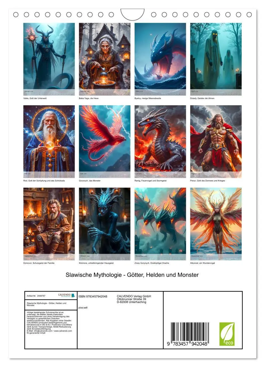 Bild: 9783457942048 | Slawische Mythologie - Götter, Helden und Monster (Wandkalender...