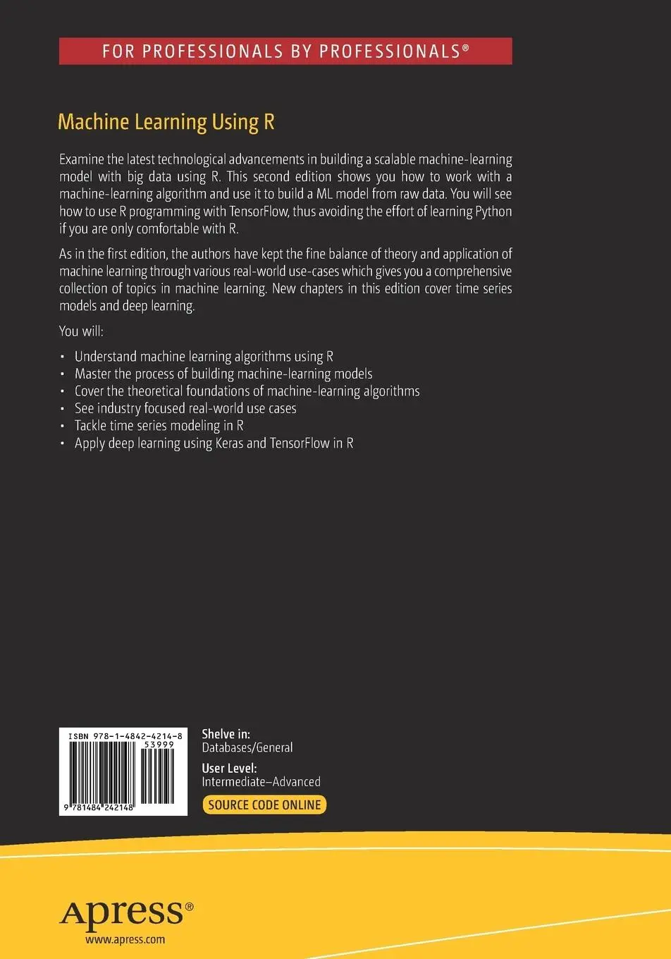 Rückseite: 9781484242148 | Machine Learning Using R | Karthik Ramasubramanian (u. a.) | Buch