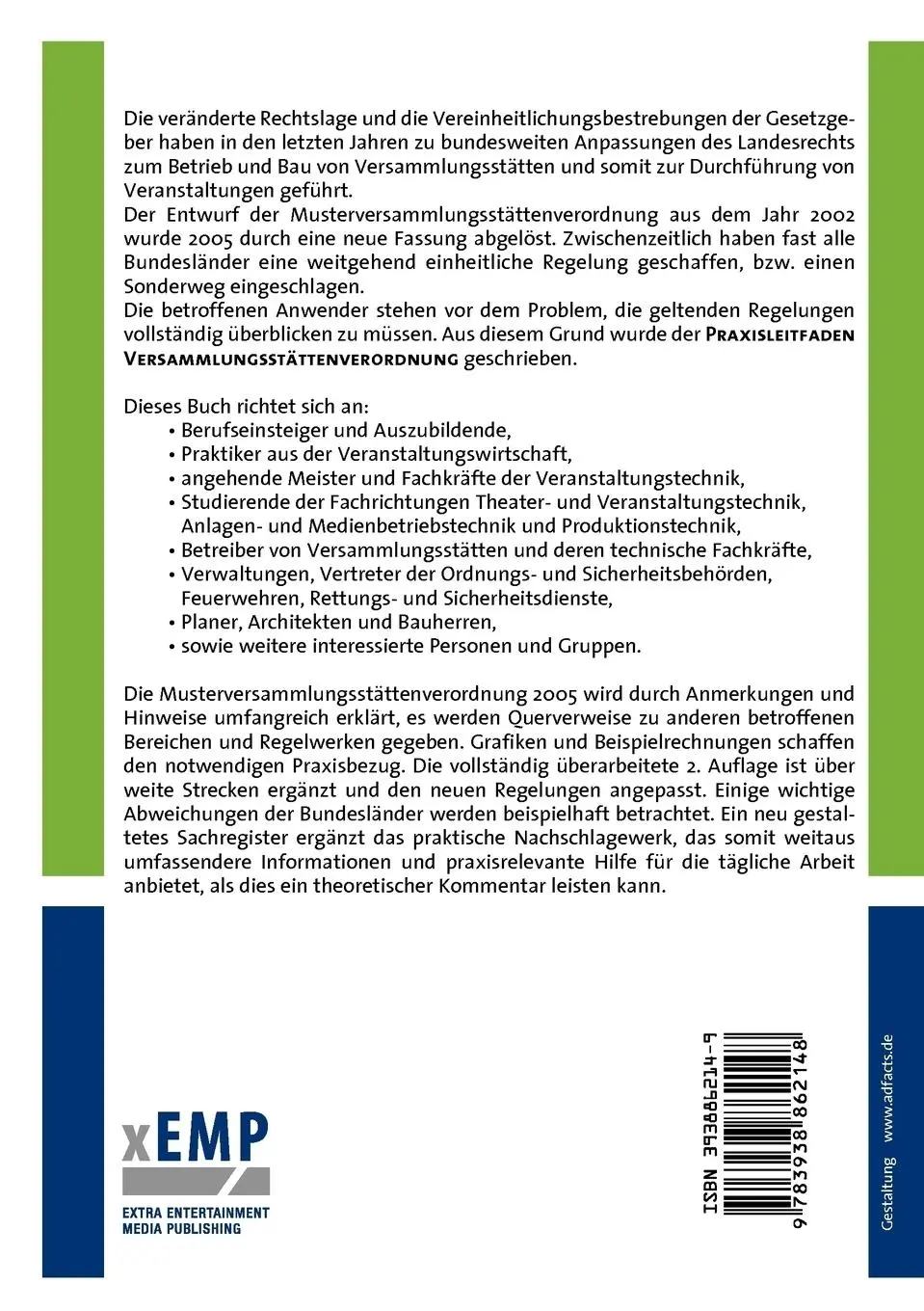 Rückseite: 9783938862148 | Praxisleitfaden Versammlungsstättenverordnung | Starke (u. a.) | Buch
