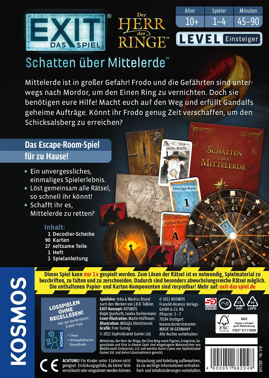 Rückseite: 4002051682248 | EXIT® - Das Spiel: Schatten über Mittelerde(TM) | Inka Brand (u. a.)