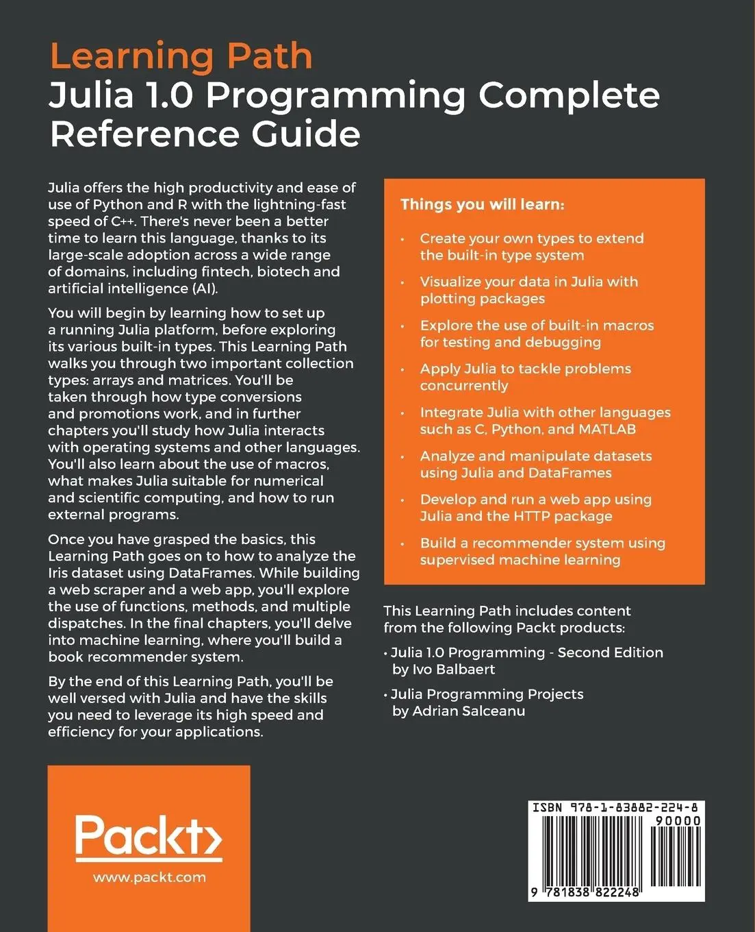 Rückseite: 9781838822248 | Julia 1.0 Programming Complete Reference Guide | Ivo Balbaert (u. a.)