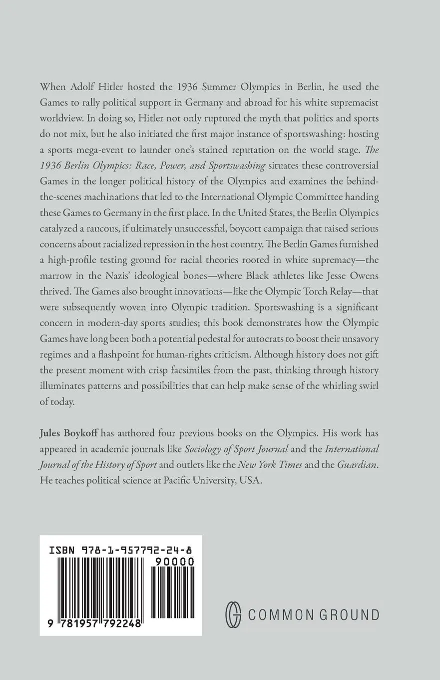 Rückseite: 9781957792248 | The 1936 Berlin Olympics | Race, Power, and Sportswashing | Boykoff
