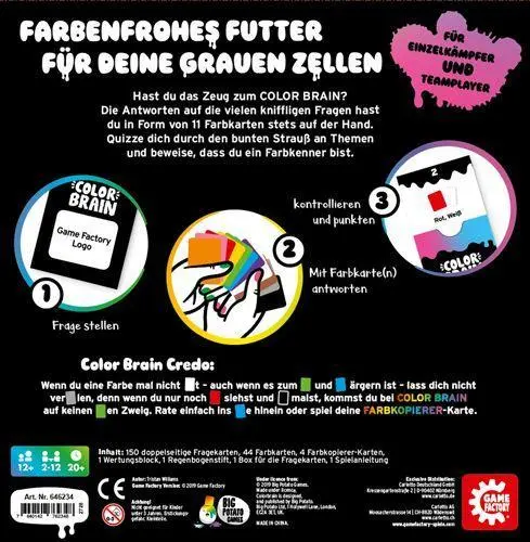 Bild: 7640142762348 | Color Brain | Game Factory | Spiel | 150 doppelseitige Fragekarten