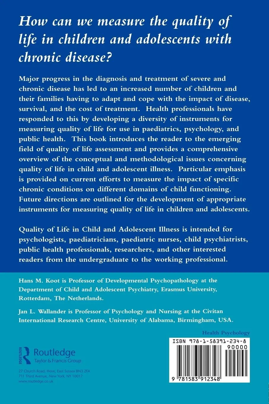 Rückseite: 9781583912348 | Quality of Life in Child and Adolescent Illness | Hans Koot (u. a.)