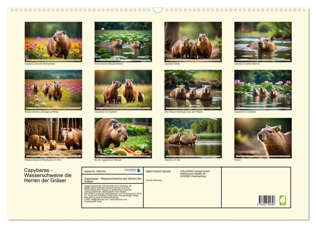 Bild: 9783457392348 | Capybaras - Wasserschweine die Herren der Gräser (Wandkalender 2026...