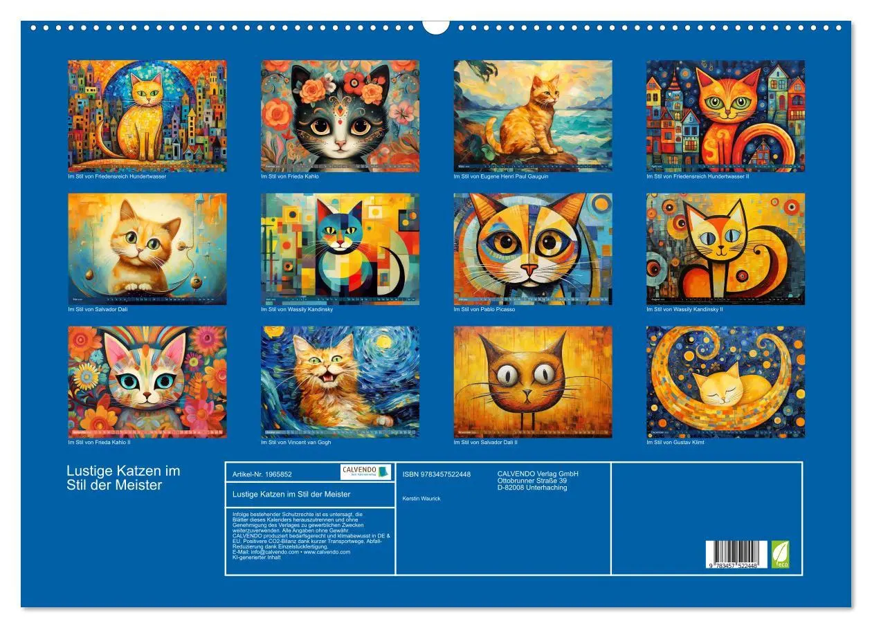 Bild: 9783457522448 | Lustige Katzen im Stil der Meister (Wandkalender 2026 DIN A2 quer),...