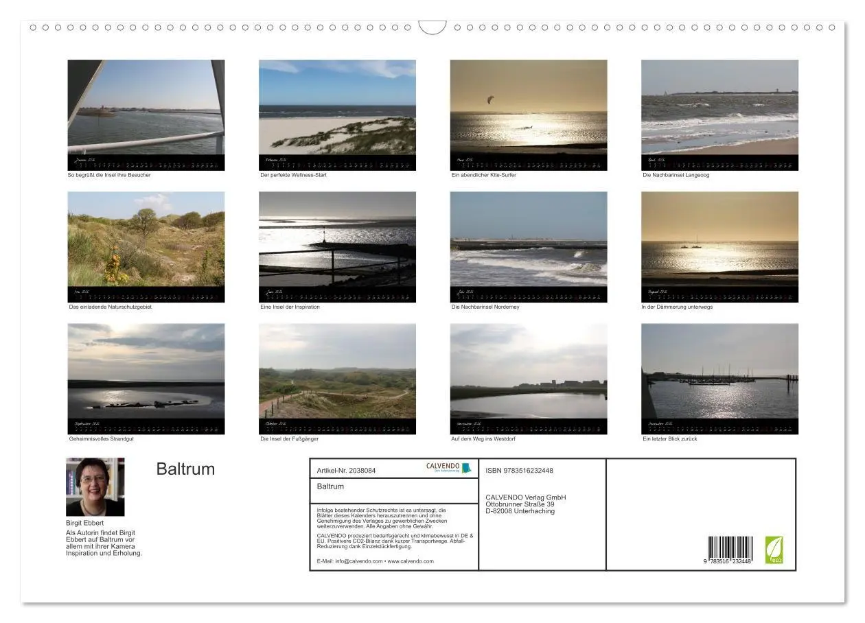 Bild: 9783516232448 | Baltrum (Wandkalender 2026 DIN A2 quer), CALVENDO Monatskalender