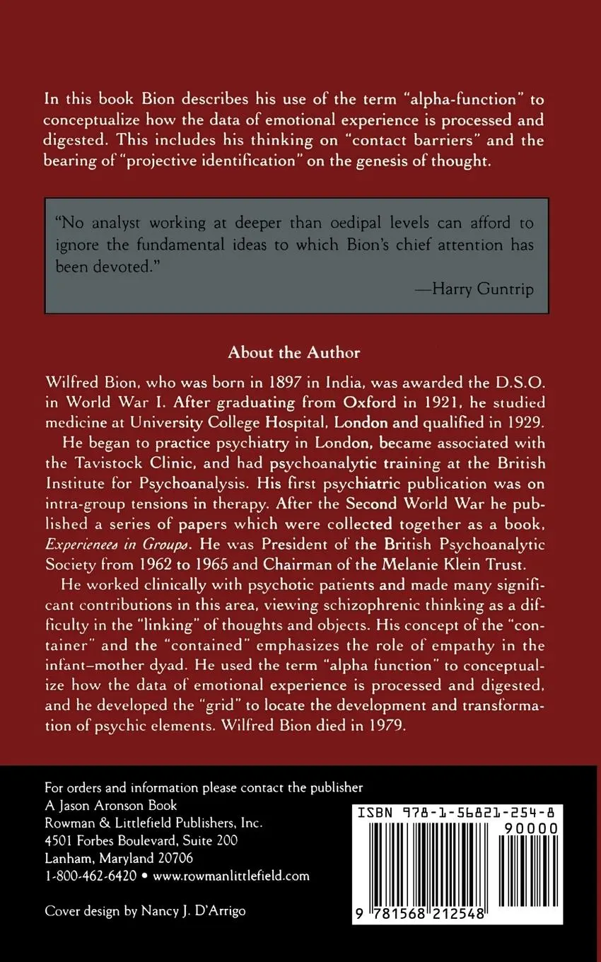 Rückseite: 9781568212548 | Learning from Experience | Wilfred R. Bion | Taschenbuch | Englisch