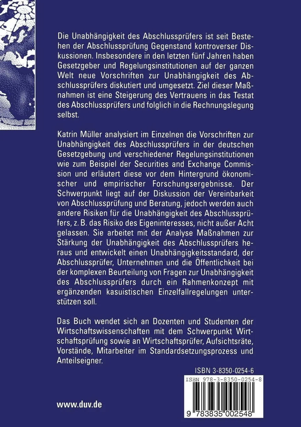 Rückseite: 9783835002548 | Die Unabhängigkeit des Abschlussprüfers | Katrin Müller | Taschenbuch